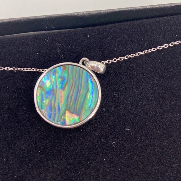 NIB sterling silver abalone cat moon necklace - Picture 3 of 5